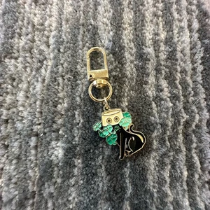 Black Cat Enamel Bag Charm Kitten Pot On Head Plant Clip On Charm Cat Lady - Picture 1 of 4