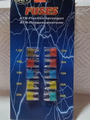 10pc Mini Fuses Car/Truck 7.5A- 30A - Image 1 of 2