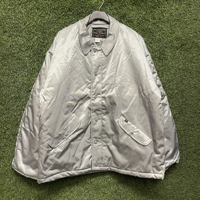 Vintage Alpha Industries MP-Tex Silver Flight Bomber Mechanics Jacket Men 46 XL - Image 1 of 4