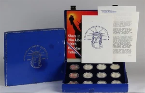 Vintage 1986 Statue of Liberty Centennial Gasparro Proof Silver Medal 12pc Set - Picture 1 of 3