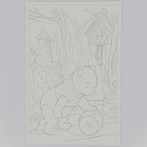Winnie the Pooh Postcard Hunny Pot Otona No Nurie Adult Coloring Disney Milne #3 - Picture 1 of 2