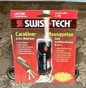 Swiss Tech Carabiner 6 In 1 Multi Tool Key Chain 2012 Quick Release - Picture 1 of 2