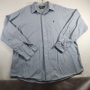 Polo Ralph Lauren Lowell sportiva manica lunga camicia bottoni uomo XL Glen check blu - Foto 1 di 6