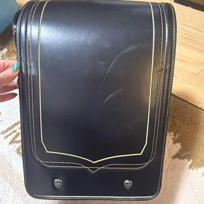 Generic Randoseru Striped Model Black Synthetic Leather with Adjustable Straps - Image 1 of 4