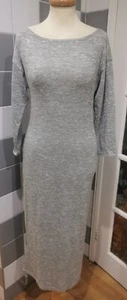 Womens MISS SELFRIDGE Grey Knitted 3/4 Sleeve Open Back Midi Dress - UK 10 - Picture 1 of 9