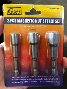 SAE Quick Release Magnetic Nutsetter Set 3 Pcs Nut Drivers Guide 1/4 3/8 5/16 in - Picture 1 of 5
