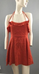 Abito corto Free People con volant e ruggine nuovo senza etichette - Foto 1 di 12