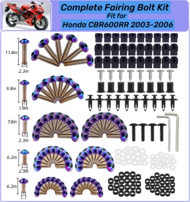Kit completo de pernos de carenado tornillos de acero púrpura-azul para Honda CBR600RR 2003-2006 Foto 1 de 4