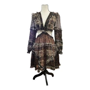 L'Atiste Intricate Pattern Cut Out Lace Up Back Mini Dress by Amy Size M New - Picture 1 of 9