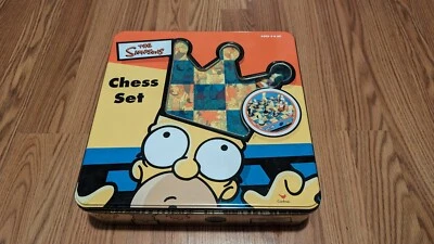 The Simpsons 3D Chess Set In Tin Box Cardinal Complete Set Vintage 1998  - Image 1 of 4