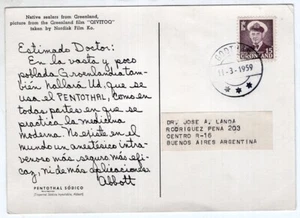 Dr. Pentothal, postal, Groenlandia a Argentina, 1959 - Imagen 1 de 2