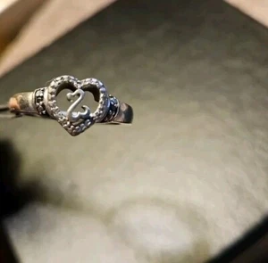 JWBR Jane Seymour Sterling Silver White Diamond Open Heart Ring Size 6-7 - Picture 1 of 5