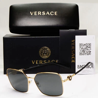 Versace Sunglasses Black Gold Medusa Square Metal MOD 2227 1002/87