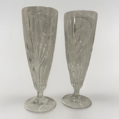 2 vasos de cerveza Pilsner de cristal de plomo cortado Princess House Royal Highlights Foto 1 de 4