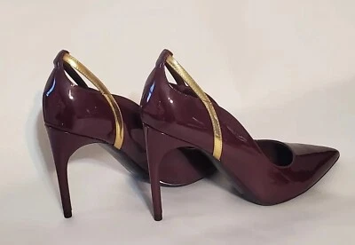 Tacones Marc Fisher Garlene charol punta puntiaguda - vino/oro 1134 talla 9M Foto 1 de 4