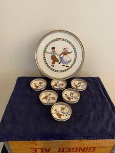 Vintage Sternauware Germany Dutch Boy / Girl Porcelain Coasters Germany 6081 - Picture 1 of 13