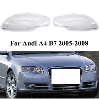 Par de cubiertas de lente de faros lentes transparentes para Audi A4 B7 2005-2008 Foto 1 de 4