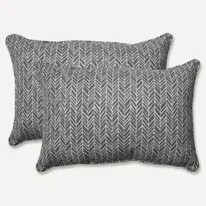 Grey Rectangular Outdoor Lumbar Throw Pillow 2-Pack - Picture 1 of 12