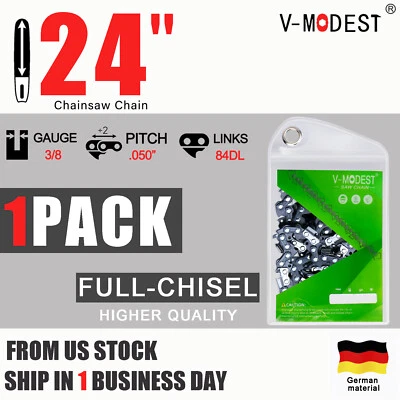 V-MODEST 24" Chainsaw Chain Full Chisel For Stihl Husqvarna Shindaiwa 3/8 Gauge .050 84DL