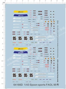 Detail Up 1/43 Spoon 95 Racing Sports Car Logos Markings Model Water Slide Decal - Picture 1 of 1