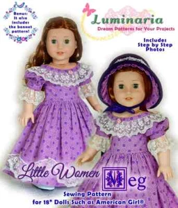 Printed Pattern 18" Doll Clothes American Girl Civil War Little Women 1800 Dress - Picture 1 of 10