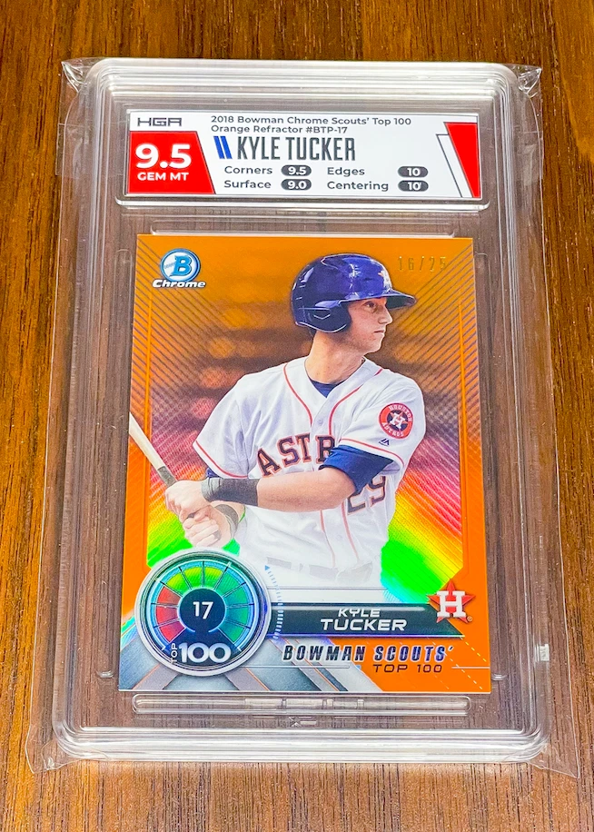Kyle Tucker 2018 Bowman Chrome #BTP-17⚾⚾⚾HGA 9.5⚾⚾⚾Orange Refractor SN#/25⚾⚾⚾TPG - Image 1 of 2