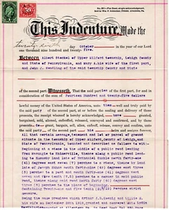 US Revenue Stamps - 1925 Indenture document with revenue stamps (E819) - Foto 1 di 2