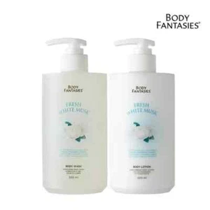 BODY FANTASIES Fresh White Musk Loción Corporal 500ml + Jabón Corporal 500ml Set/K-Beauty - Imagen 1 de 16