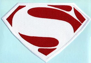 7,6" x 11,7" XL bestickt Superman Erde 2 (Val Zod) weiß & rot Brustaufnäher - Bild 1 von 3