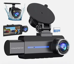 BAEASU 3 Channel Dash Cam With Camera & Screen. - Brand New Open Box (READ) - Picture 1 of 11