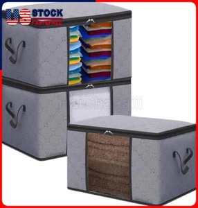 3PCS 84L Clothes Storage Bags Ziped Organizer Underbed Wardrobe Cube Closet Bags - Picture 1 of 24