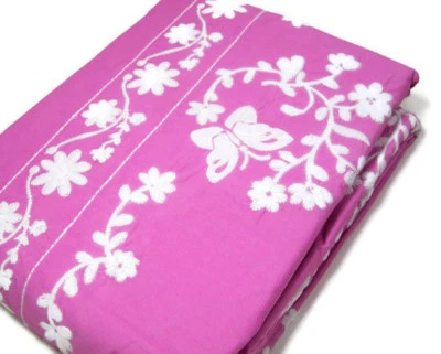 Pottery Barn Kids Pink Isabelle Floral Embroidered Cotton Twin Duvet Cover Stain - Image 1 of 4