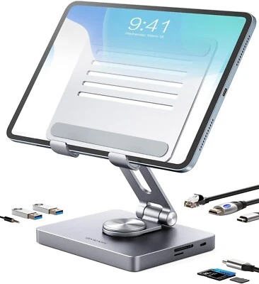 BYEASY iPad Stand Docking Station 8-in-1 iPad USB C Hub Type-C Tablet Stand with - Image 1 of 4