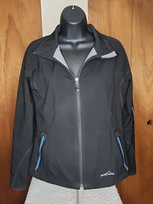 Chaqueta para mujer Eddie Bauer negra azul forrada de vellón talla pequeña cremallera completa informal  Foto 1 de 4