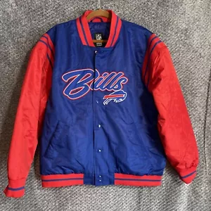 Buffalo Bills Button Down Bomber Jacket Men’s Size Large- Embroidered Logo NEW - Picture 1 of 11