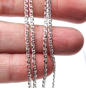 Collana catena argento sterling ancora fine piatta marinaio timbrata 925 1 mm - 26 pollici - Foto 1 di 12