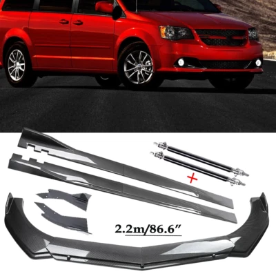 Carbon Fiber Front Bumper Lip Spoiler & Side Skirt For Dodge Grand Caravan - Image 1 of 4