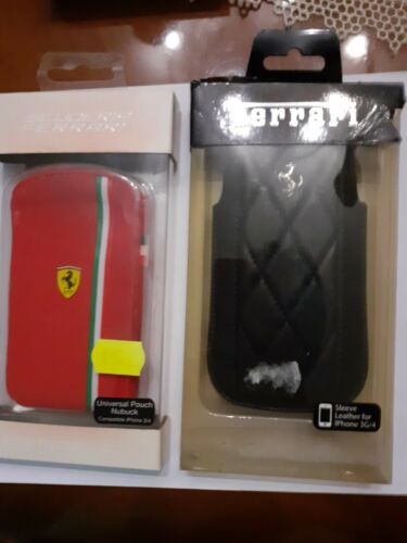 set cover Ferrari nera in pelle e rossa compatibile con iPhone 3-3G-4
