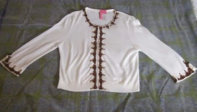 Suéter Charlotte Tarantola Mujer Talla M Marrón Crema Piedras y Cuentas  Foto 1 de 4