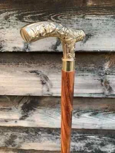 NEW SOLID ANTIQUE SOLID BRASS HANDLE WOODEN WALKING STICK CANE VINTAGE DESIGNER - Picture 1 of 5