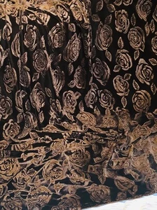 Brown Embossed Rose Floral Print Velvet Dress Upholstery Fabric 58” Wide Stretch - Picture 1 of 4