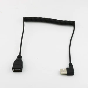 Spiral Coiled USB 2.0 A Male Left Angle to A Female Extension Data Adapter Cable - Picture 1 of 10