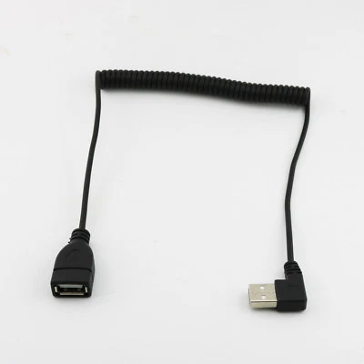 Spiral Coiled USB 2.0 A Male Left Angle to A Female Extension Data Adapter Cable - Image 1 of 4