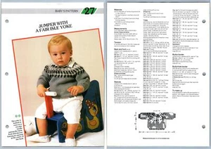 Jumper With A Fair Isle Yoke #27 Babies Creative Knitting DK Pattern - Picture 1 of 1