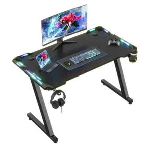 RGB Gaming Desk - 120x60cm Large Computer Desk, Z-Shaped Esports Table, Home - Picture 1 of 4