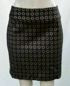 NWT Ann Taylor LOFT Brown/Gold Jacquard textured women's pencil skirt Sz 0 2 8 - Picture 1 of 2