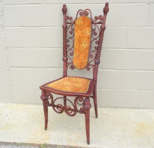 Early HEYWOOD Wakefield Brothers Wicker Chair -Portrait Tall back Chair-Original - Picture 1 of 5