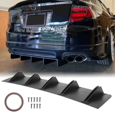 For Acura TL 2004-2008 Rear Bumper Spoiler Diffuser Lip Shark Fin Splitter Black - Изображение 1 из 4