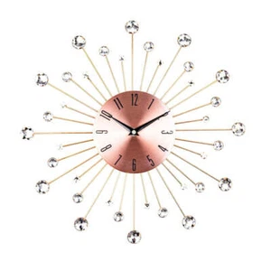 Pink Glam Sunburst Metal Wall Clock w/ Quartz Movement - Picture 1 of 5