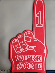 WE'RE NUMBER ONE hand shaped motivation sign red 1/2" thick 18" long new no box - Picture 1 of 5
